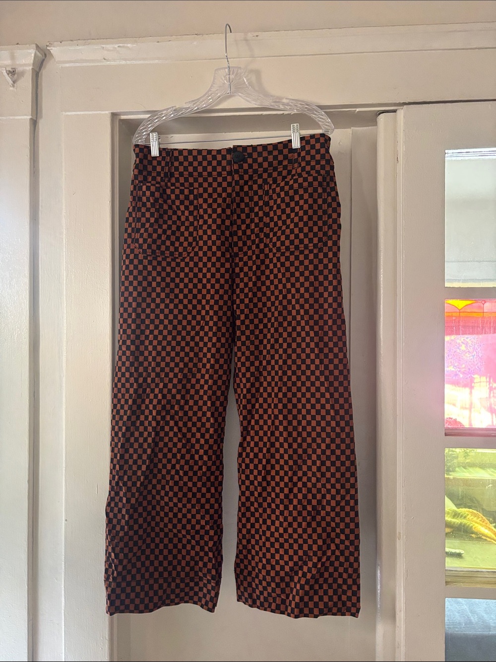 Anthropologie Colette Checkerboard Wide-Leg Pants - Black & Brown